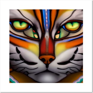 Coloful Cat Face Posters and Art